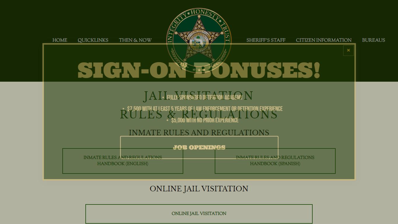 JAIL RULES AND VISITATION — Marion County Sheriff's Office